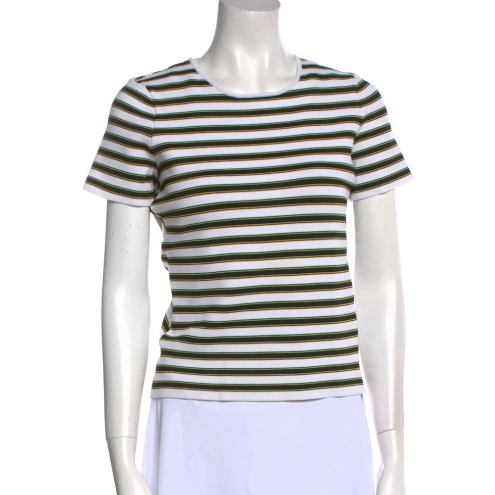 A.L.C. T-Shirt Striped stretch Crew Neck cross back‎ small minimalist